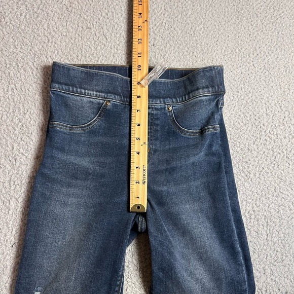 Spanx Jeans Womens XS Medium Wash Distressed Ankle Skinny Fit Pull On Jeans - Picture 7 of 11